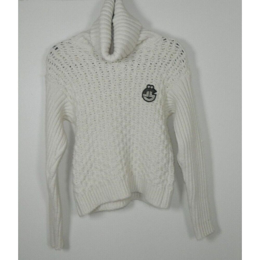 Gaelle Paris Sweater Kids Size 2  Ivory Fisherrman Knit Turtleneck Long Sleeve‎